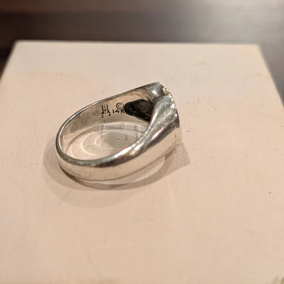RETIRED James Avery Sterling Silver 14k Gold Heart Cross Ring Size 5.5 - Picture 6 of 8